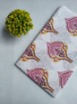 White Pink Paisley Motif Sanganeri Print Pure Cotton Fabric From Tulsi Prints