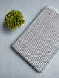 White And Brown Striped Jaipuri Hand Block Print Pure Cotton Fabric From Tulsi Prints