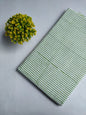 White And Green Striped Jaipuri Hand Block Print Pure Cotton Fabric From Tulsi Prints