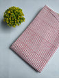 White Red Striped Sanganeri Hand Block Print Pure Cotton Fabric From Tulsi Prints