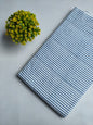 Blue and White Stripes Sanganeri Hand Block Print Pure Cotton Fabric From Tulsi Prints