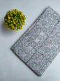 Grey Geometric Block Print Pure Cotton Fabric From Tulsi Prints