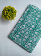 Green Floral Vine Jaipuri Hand Block Print Pure Cotton Fabric From Tulsi Prints