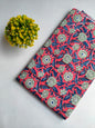 Red Floral Vine Sanganeri Block Print Pure Cotton Fabric From Tulsi Prints