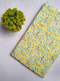 Yellow Floral Sanganeri Block Print Pure Cotton Fabric From Tulsi Prints