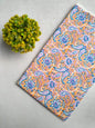 Orange Floral Paisley Sanganeri Block Print Cotton Fabric From Tulsi Prints