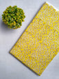 Yellow Floral Sanganeri Hand Block Print Cotton Fabric From Tulsi Prints