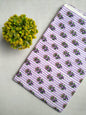 Purple Striped Floral Sanganeri Block Print Cotton Fabric From Tulsi Prints