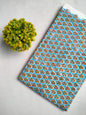 Turquoise Leaf Sanganeri Block Print Pure Cotton Fabric From Tulsi Prints
