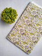 White Floral Sanganeri Hand Block Print Cotton Fabric From Tulsi Prints