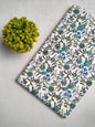 White Floral Sanganeri Hand Block Print Cotton Fabric From Tulsi Prints