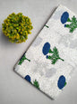 White Floral Sanganeri Hand Block Print Cotton Fabric From Tulsi Prints