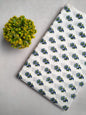 White Floral Sanganeri Block Print Pure Cotton Fabric From Tulsi Prints