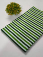 Green Striped Jaipuri Block Print Pure Cotton Fabric From Tulsi Prints