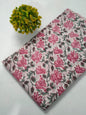 Pink Floral Sanganeri Hand Block Print Cotton Fabric From Tulsi Prints
