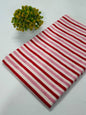 Red and Pink Striped Jaipuri Block Print Pure Cotton Fabric From Tulsi Prints
