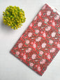 Red Floral Sanganeri Hand Block Print Cotton Fabric From Tulsi Prints
