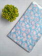 Sky Blue Floral Sanganeri Print Cotton Fabric From Tulsi Prints