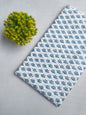 White Blue Floral Sanganeri Block Print Cotton Fabric From Tulsi Prints