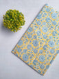Yellow Floral Sanganeri Hand Block Print Cotton Fabric From Tulsi Prints
