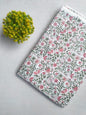 White Floral Sanganeri Hand Block Print Cotton Fabric From Tulsi Prints