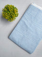 Light Blue Striped Jaipuri Block Print Cotton Fabric From Tulsi Prints