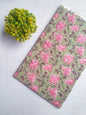Pink Floral Sanganeri Hand Block Print Cotton Fabric From Tulsi Prints