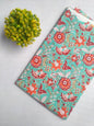 Turquoise Floral Sanganeri Hand Block Print Cotton Fabric From Tulsi Prints