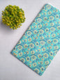 Turquoise Floral Sanganeri Hand Block Print Cotton Fabric From Tulsi Prints