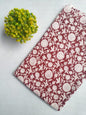 Maroon Floral Sanganeri Hand Block Print Cotton Fabric From Tulsi Prints