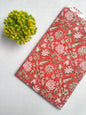 Red Floral Sanganeri Block Print Cotton Fabric From Tulsi Prints
