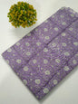 Purple Floral Sanganeri Hand Block Print Cotton Fabric From Tulsi Prints