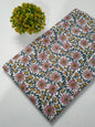 White Floral Sanganeri Hand Block Print Cotton Fabric From Tulsi Prints