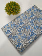 White Floral Sanganeri Hand Block Print Cotton Fabric From Tulsi Prints