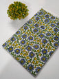White Blue Floral Sanganeri Hand Block Print Cotton Fabric From Tulsi Prints