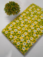 Yellow Floral Sanganeri Block Print Pure Cotton Fabric From Tulsi Prints