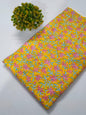 Yellow Floral Sanganeri Block Print Pure Cotton Fabric From Tulsi Prints
