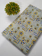 White Geometric Sanganeri Block Print Pure Cotton Fabric From Tulsi Prints