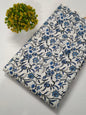 White Floral Sanganeri Hand Block Print Cotton Fabric From Tulsi Prints