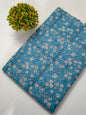 Turquoise Floral Sanganeri Hand Block Print Cotton Fabric From Tulsi Prints