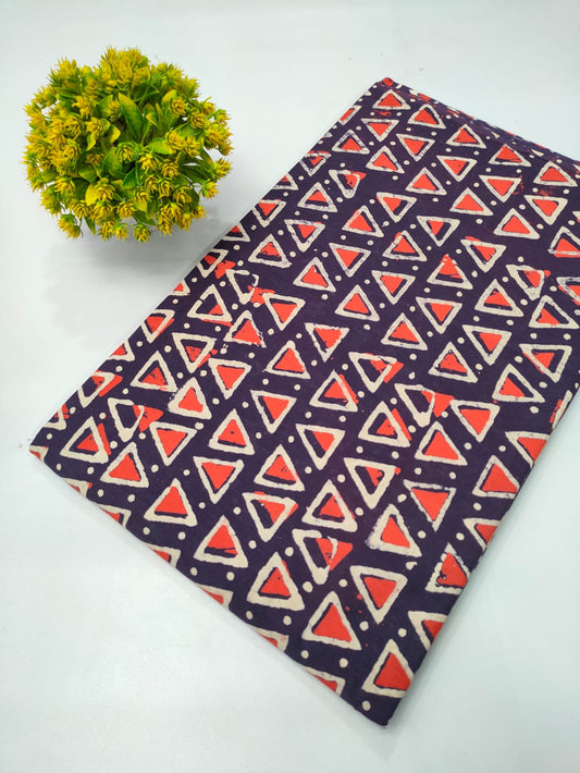Napthol Bagru Hand Block Pure Cotton Fabric