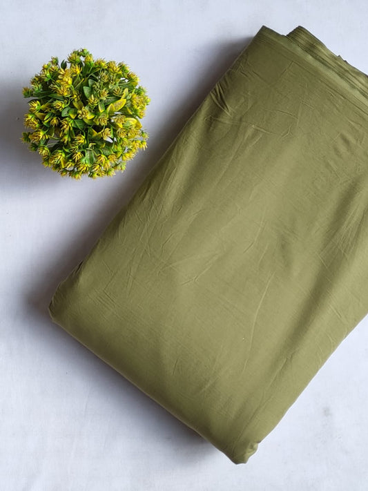 Olive Green Solid Plain Dye Solid Pure Cotton Fabric From Tulsi Prints
