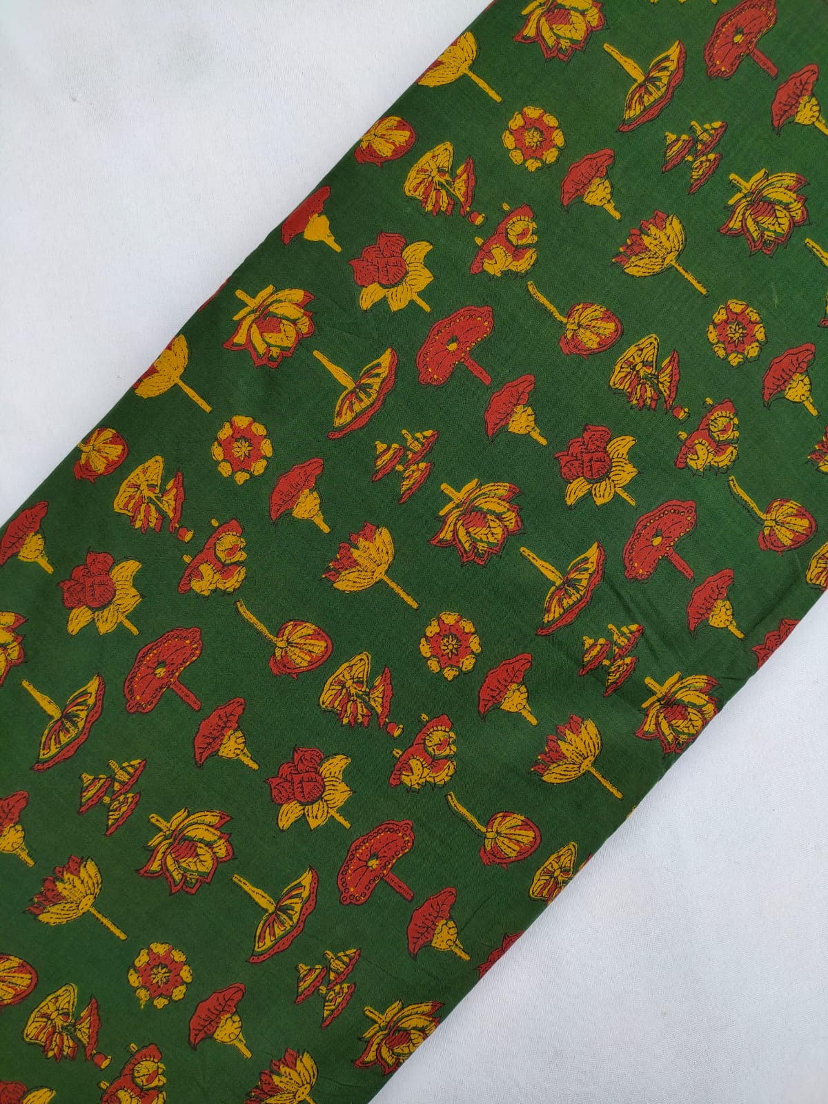 Green Floral Boota Screen Print Pure Cotton Fabric From Tulsi Prints
