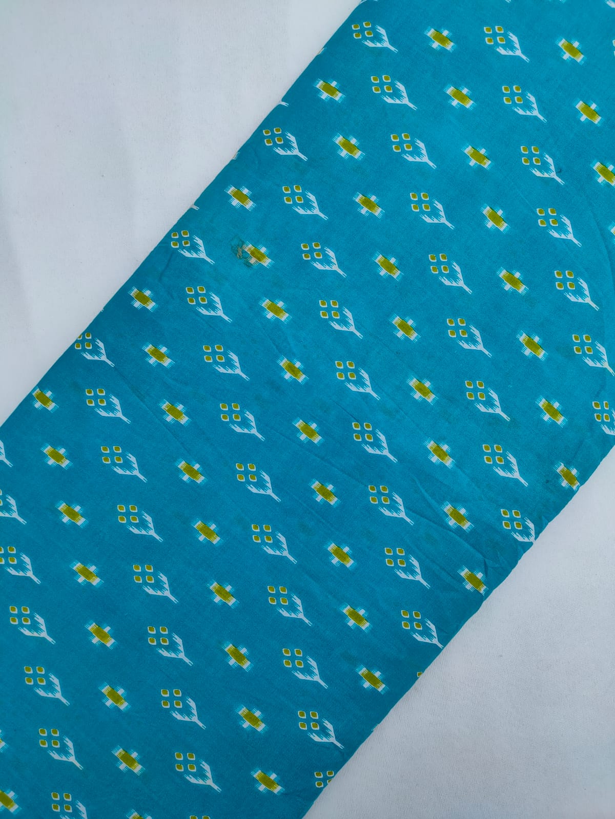 Teal Blue Small Buti Screen Print Pure Cotton Fabric From Tulsi Prints