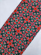 Dark Green Geometric Ikat Screen Print Pure Cotton Fabric From Tulsi Prints