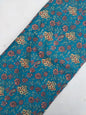 Teal Blue Floral Vine Screen Print Pure Cotton Fabric From Tulsi Prints