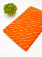 Orange striped screen printed cotton fabric Jaipur
