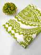Lime Green Tribal Screen Print Pure Cotton Fabric
