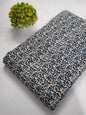 Navy Blue Floral Screen Print Pure Cotton Fabric From Tulsi Prints