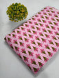 Pink Floral Screen Print Pure Cotton Fabric From Tulsi Prints